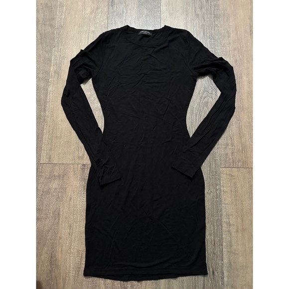 Naked Wardrobe Mini Dress Black Mock Neck Long Sleeve Bodycon Medium Super Sexy! - Picture 5 of 8